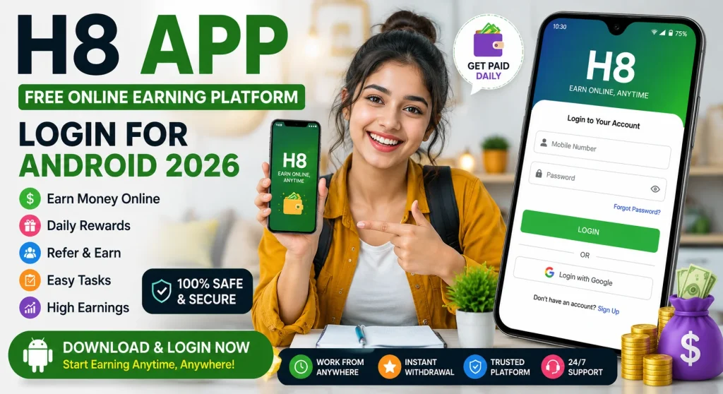 H8 App (Free Online Earning Platform) Login for Android 2026