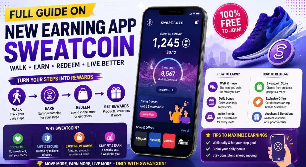 Full Guide on New Earning App Sweatcoin